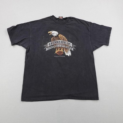 Vintage Harley Davidson Shirt Mens 2XL Black Eagle Missoula MT Motorcycles 90s