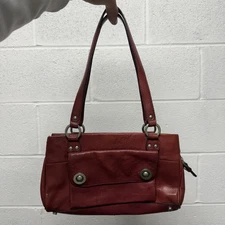 Wilsons Leather Pelle Studio Red Leather Satchel Shoulder Handbag Purse