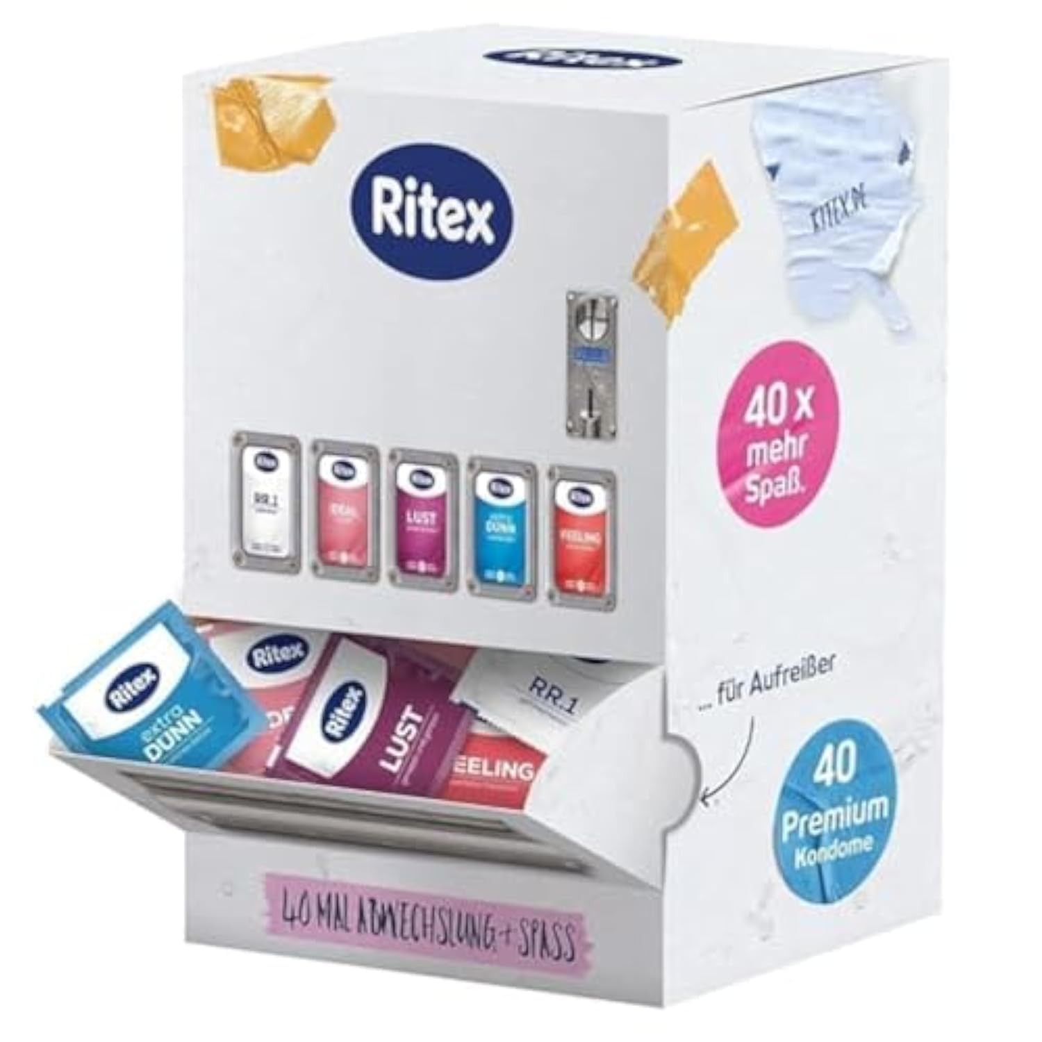 Ritex Kondomautomat Kondome Probierpaket 40 Stück Kondom Spender mit 5 Ritex Kondomautomat Kondome Probierpaket 40 Stück Kondom Spender mit 5
