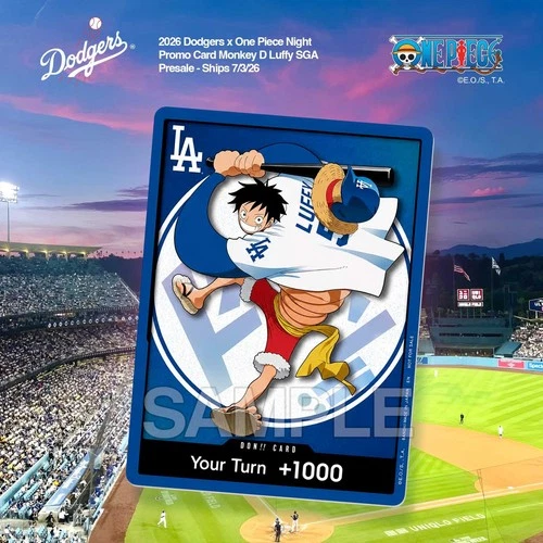 Presale- Dodgers One Piece Night Luffy Pitching Promo Card 7/2/26 - Ships 7/3