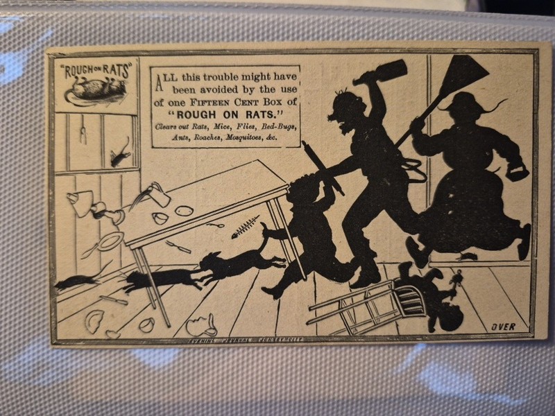 Vintage Silhouette Trade Card " ROUGH ON RATS" JERSEY CITY, NJ  