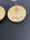 Laurel Burch Vtg 80s Boho Cat Stud Earrings, Gold Tone Checkerboard Cat — photo 4