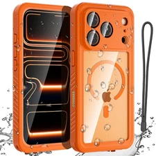 Waterproof Case For iPhone 17 Pro Max 17 Pro Military Shockproof Cover Orange