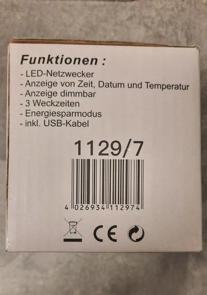 Atlanta 1129/7 LED-Netzwecker schwarz digital mit Ladefunktion - 3 Alarme einst. - Bild 2 von 3