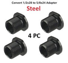 4x Steel Adapter to Convert 1/2x28 TPI Muzzle Thread to 5/8x24 TPI Muzzle Thread