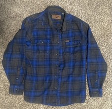 Orvis Men s Heavy Weight Flannel Blue Plaid Size M Medium