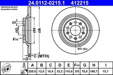 2x Bremsscheibe ATE 24.0112-0215.1 für JEEP CHEROKEE KL VAN CRD 4x4 GDi