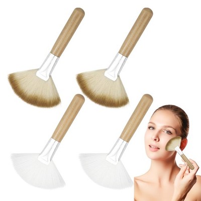 4 Pack Fan Brushes for Soft Bristle Highlighting Blush Brush with Long Handle...