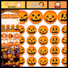 24 Pcs Halloween Paper Lanterns - 12" Jack O'Lantern Pumpkin Decorations