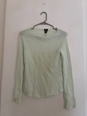 Calvin Klein Light Green Mesh Long Sleeve Shirt Women's Size S