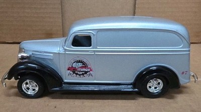 ERTL COLLECTIBLES 1938 CHEVY PANEL TRUCK BANK SILVER STURGIS USED