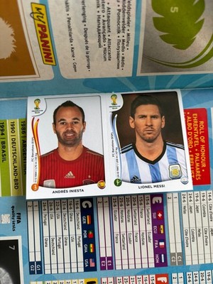 Panini WM 2014 Brasilien Album + 6 Sticker Sheet MESSI, BUFFON, INIESTA, LAHM