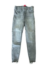 Spanx Women's Distressed Gray Jeans Size Medium Ankle Stretch Skinny Pull On