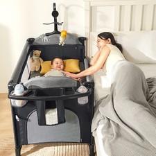 Cuna De Bebe Para Junto Cama Plegable Portatil Con Musica Y Juguetes Giratoria