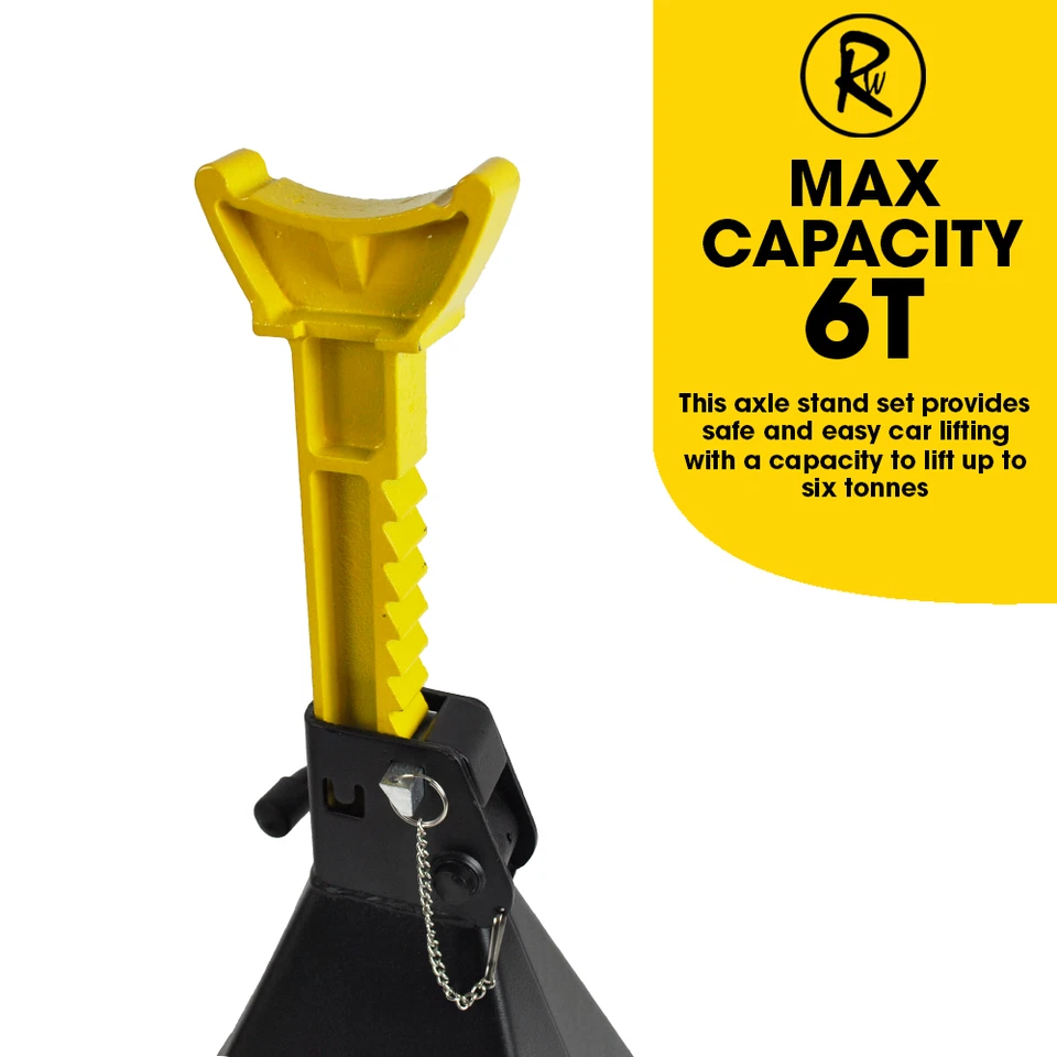 Axle Stand Set 6 Tonne Ton Car Jack Ratchet Heavy Duty Two Stands Included - Image 2 of 4