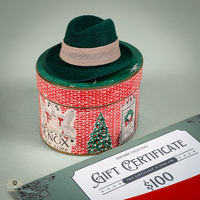 Vtg 1940s Hat Shop Miniature Green Knox Fedora  Davenbre 100 Gift Certificate