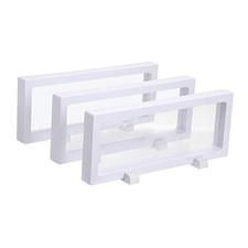 Skelang 3D Floating Display Case, White Rectangular Coin Holder Display Stand,