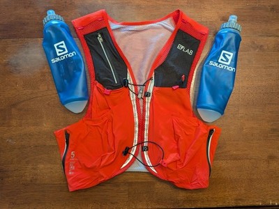 Salomon S/Lab Sense Ultra 5 Hydration Running Vest W/ 500ml Flasks Unisex M Red
