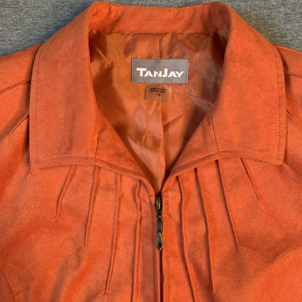 Lote de 2 CHAQUETAS TANJAY Tan Jay para mujer talla 14 naranja más marrón cremallera Foto 3 de 4