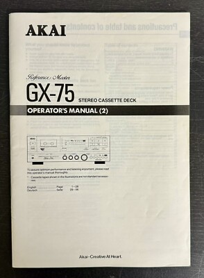 Original User Manual For AKAI GX-75 MK I