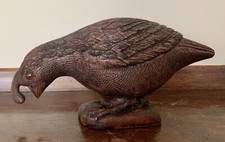 Vintage 1985 Woodcast Pecan QUAIL Figurine Glass Eyes Made in USA 8”w 4.5”h