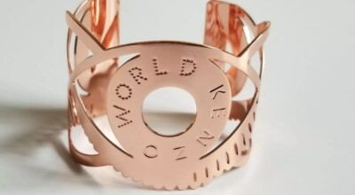 KENZO BANGLE BRACELET - CUFF STYLE *Rose Gold Color* Kenzo World JAPAN Free Ship