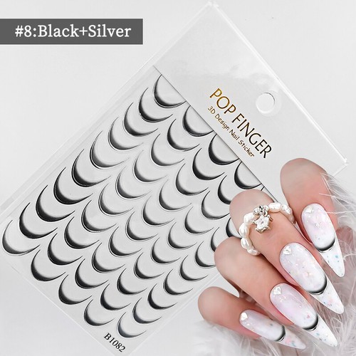 Pegatinas de uñas línea francesa degradada 3D línea degradada calcomanía de uñas accesorios para uñas - Imagen 39 de 49