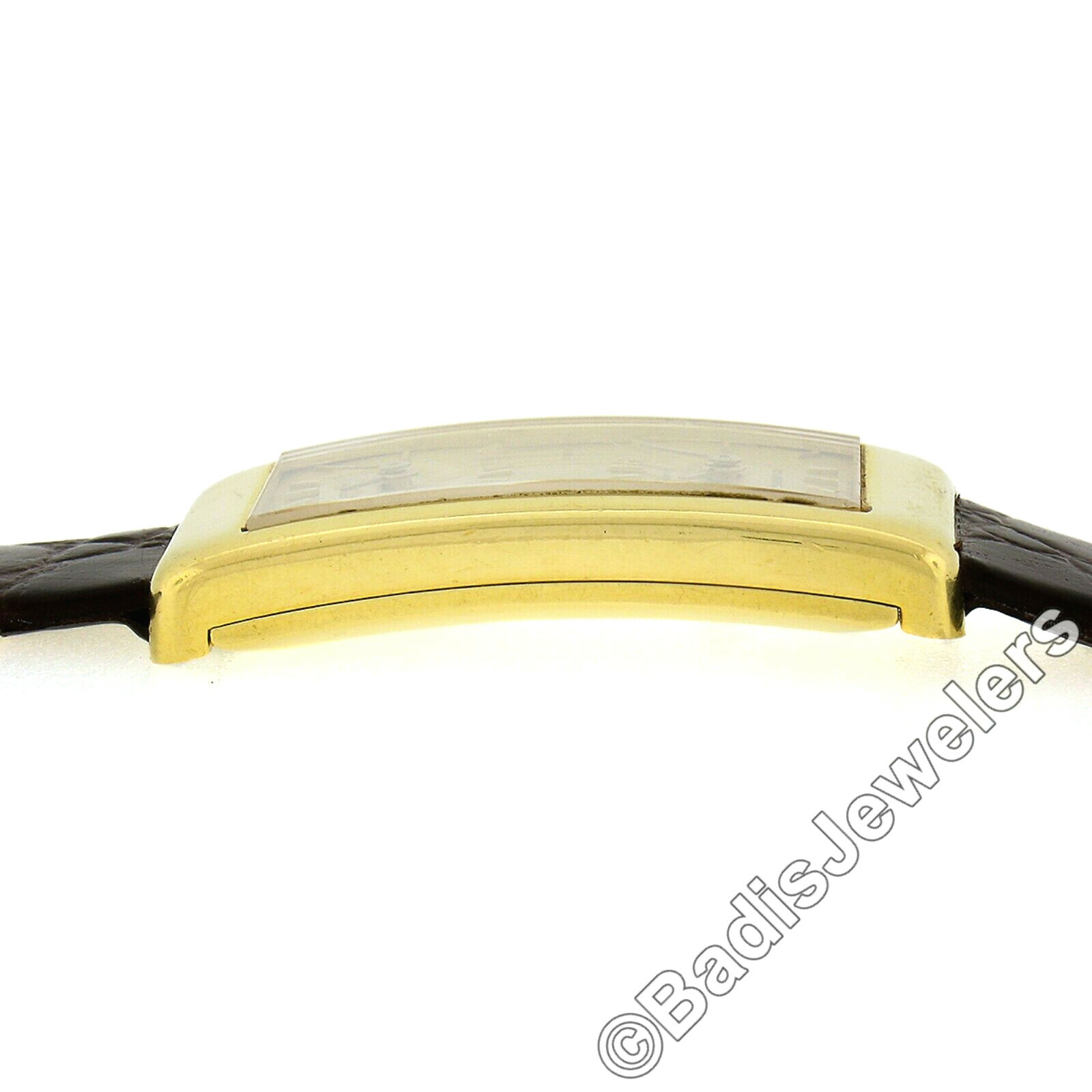 Vintage 18k Gold L.U.C Chopard Dual Time Zone 22mm Rectangular  