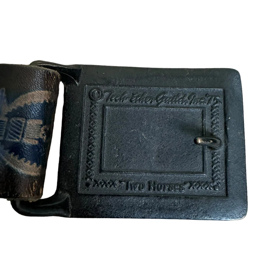 VTG Tech-Ether Guild Buckle Embossed Leather Belt Women’s 29.5” Western Horses - Image 3 of 4