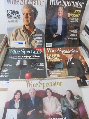 5 LOT - WINE SPECTATOR - Anthony Bourdain, Antinori Family, Sir Peter Michael