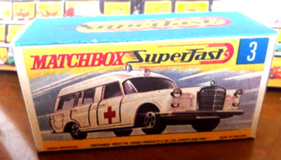     Matchbox Nr. 03 MB Binz Ambulance C Box Matt 280g IRL guter Druck&Verarbeit 