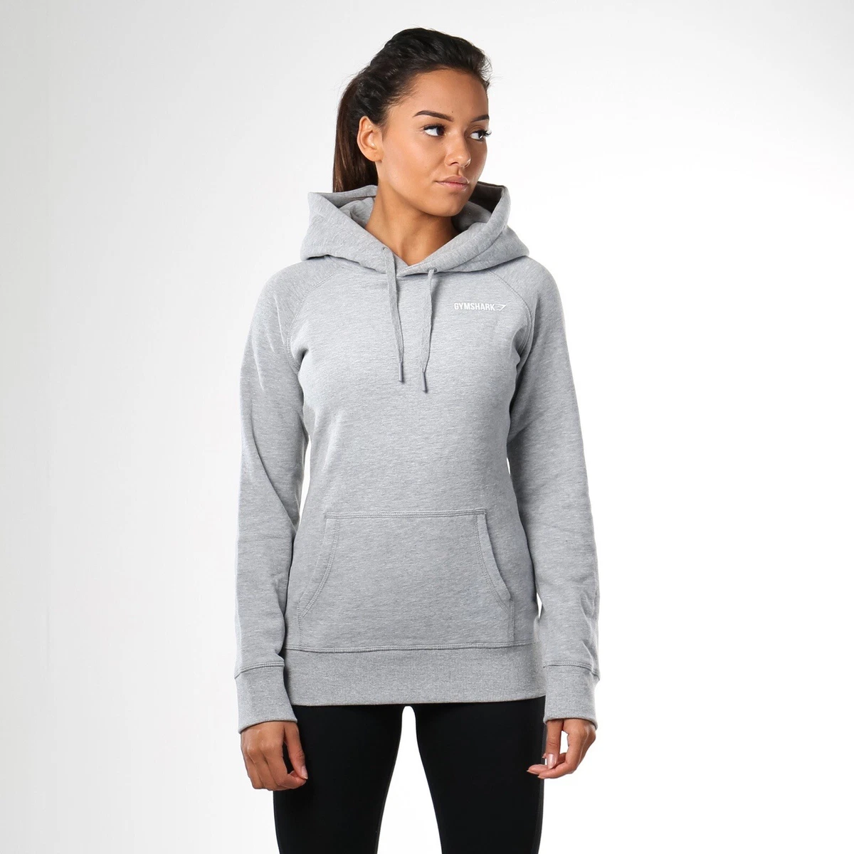 Women's GymShark Crest Grey Pullover Hoodie Size XS