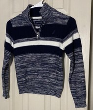 Nautica Boys' Blue Chest Stripe Sweater XL/7X NWT