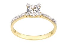 9ct Yellow Gold Engagement Ring with Cz Set Shoulders by Citerna
