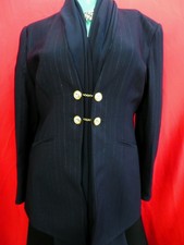 Louis Feraud Dark Navy Pinstripe With Waterfall Scarf Occasional Jacket Uk20