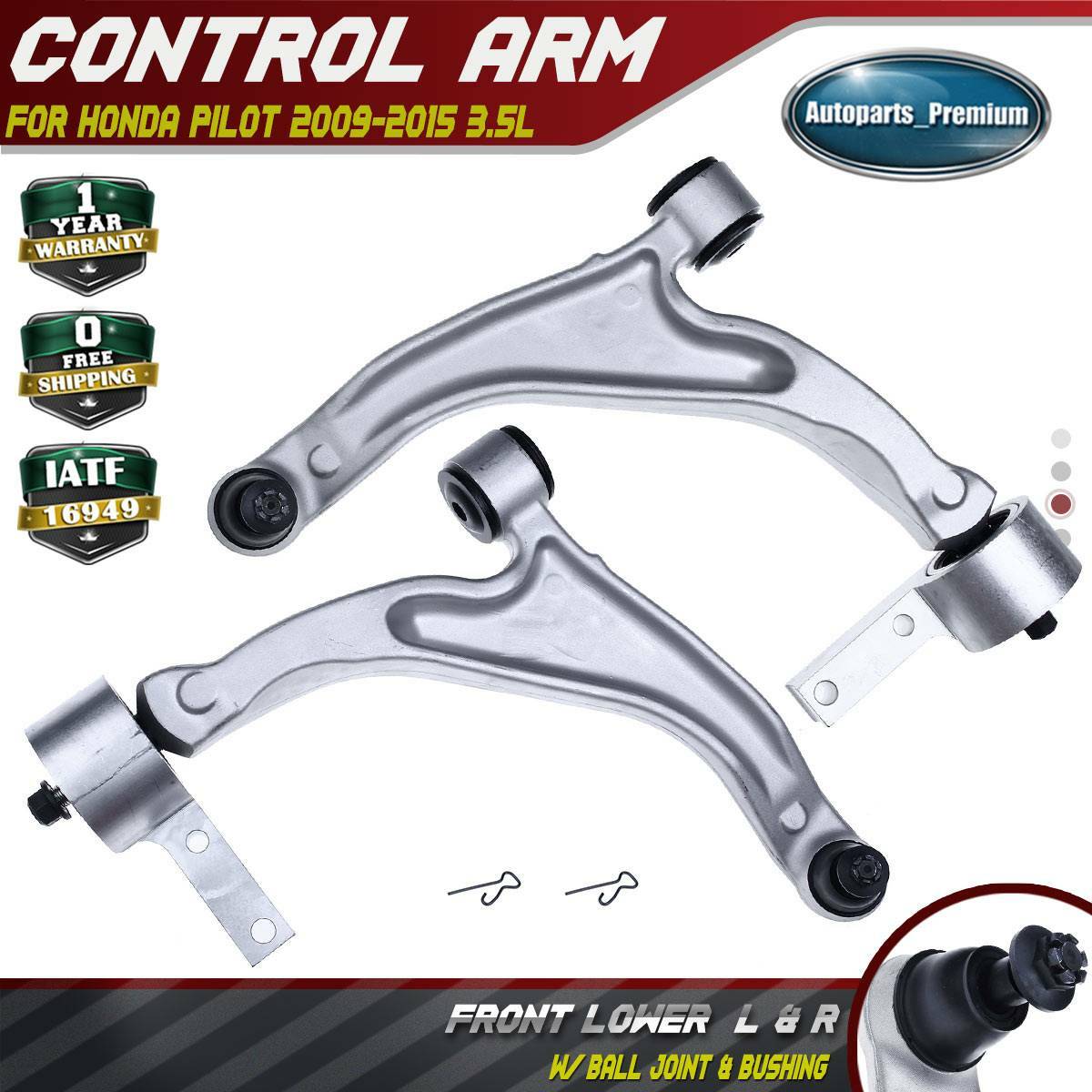 Pair Of Front Lower Control Arms With Ball Joints For 2009-2015 Honda Pilot (Maxport, Set Of 2)