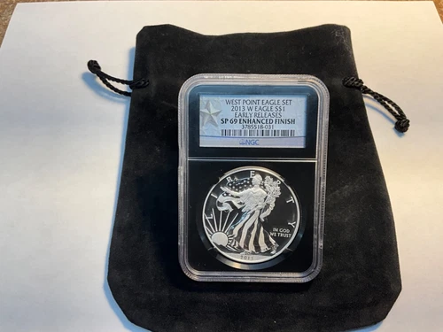 2013 W ENHANCED FINISH SILVER EAGLE NGC SP 69 EARLY RELEASES WEST POINT