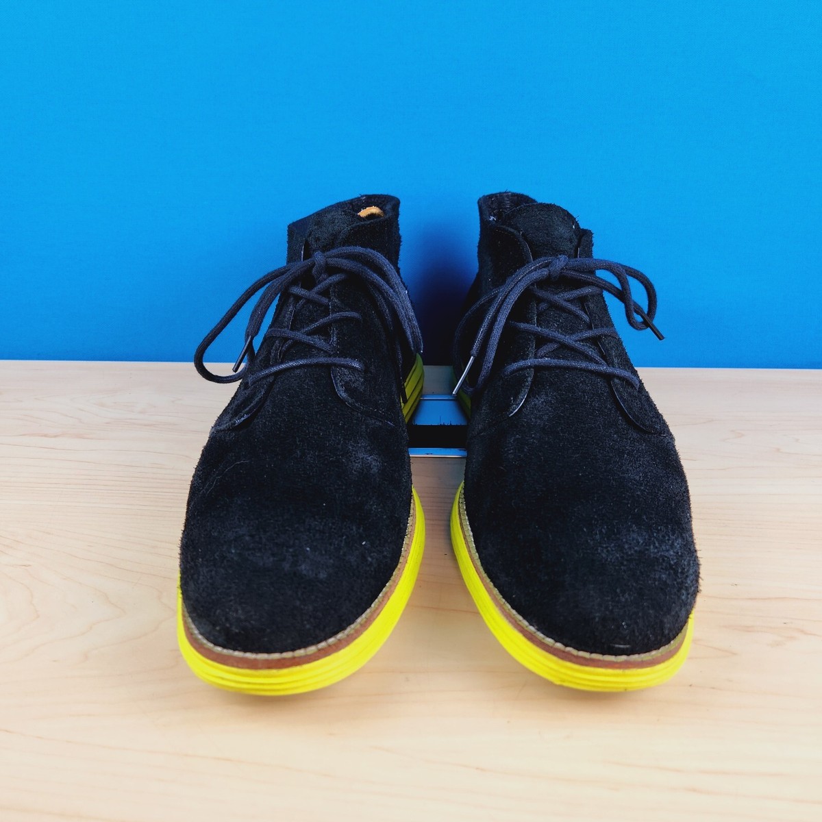 Cole Haan Lunargrand Mens Size 11 Boots Black Suede Yellow  display picture 1