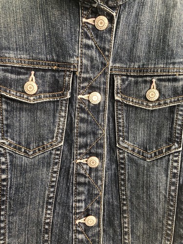 Jean Jacket With Pink Stitching For Buttonholes GAP L Girls/boys - Picture 3 of 24