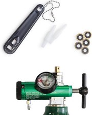 Oxygen Regulator 0-25LPM CGA-870 Gauge Flow Rate   Includes Wrench Key 5 Bras...