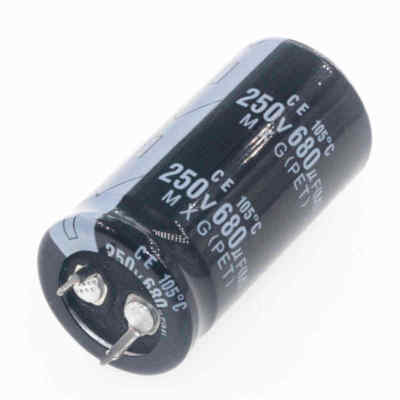Single 680uF 450V Aluminum Electrolytic Capacitor - 35x50mm, Radial, 105°C Rated