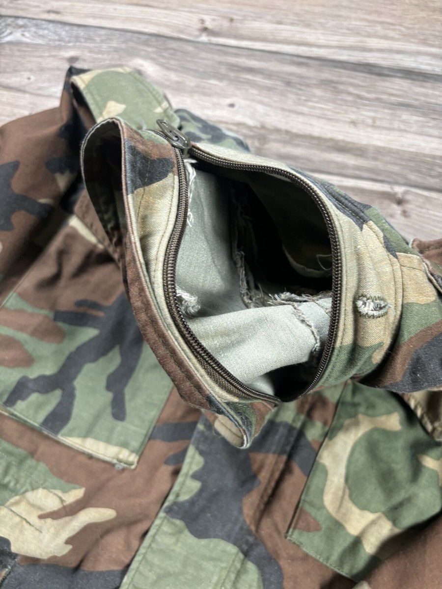 M65 Field Jacket Mens Small X-Short Woodland Camo VTG Zip