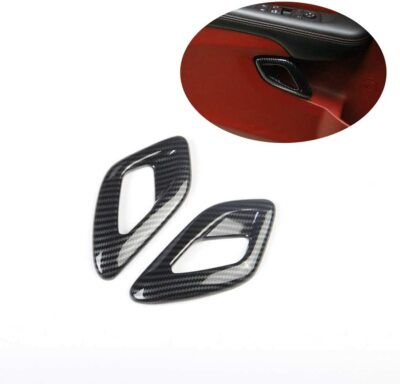 interior door handle Trim Cover Bezel for Dodge Challenger 2015 up Carbon Fiber