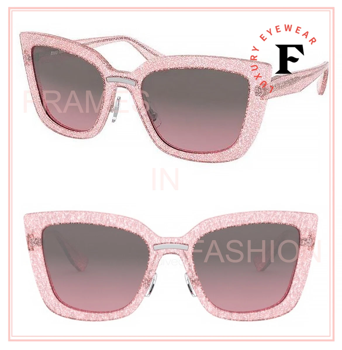 MIU SPECIAL COLLECTION Pink Silver Mirrored Sunglasses MU03VS |