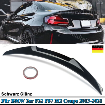 M4 Style Ducktail Heckspoiler Schwarz Glanz für 2er BMW F22 Coupe 2013-22 F87 M2