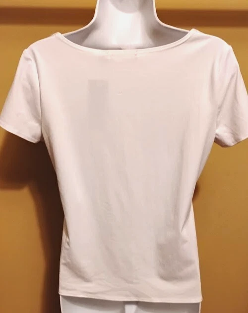 NWT Elementz Women's White Solid Scoop Neck Short Sleeve Top Shirt Size: S - Image 2 of 2