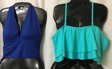 Women Bikini Tops ONLY(2) Size Small Swim Top Padded Blue Beach Vacation
