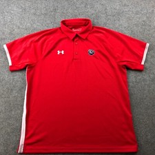 Belmont Bruins Polo Shirt Men XL Red Spell Out Logo Collared Under Armour