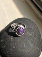 GENUINE Russian CHAROITE Gemstone RING set in.925 STERLING SILVER FREE SHIPPING