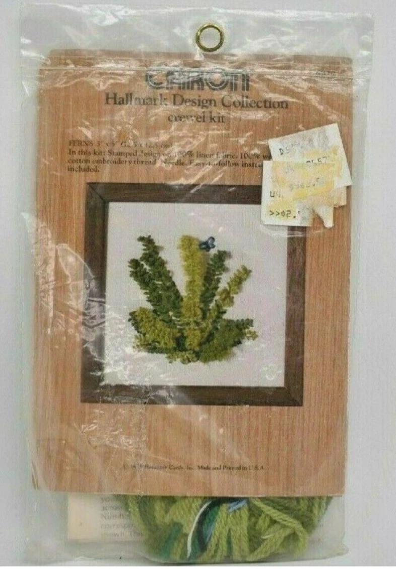 Kit Broderie Caron Hallmark - Papillons - Laine - Vintage 1977 - 5x7 Pouces - Neuf